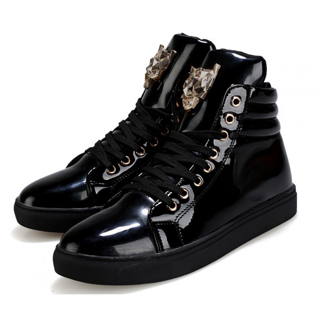 Black and gold mens high store top sneakers